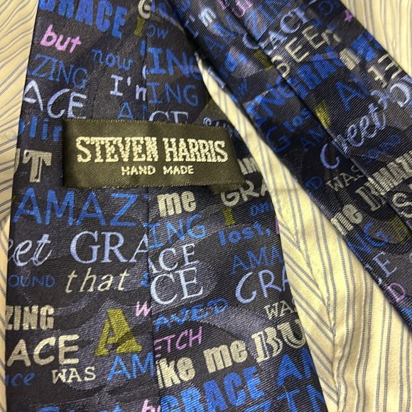 Unique Religious Men’s Tie Blue Amazing Grace - Picture 2 of 5
